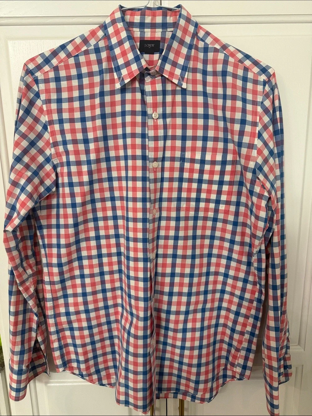 J. Crew Men’s Red, Blue & White Gingham Dress Shirt